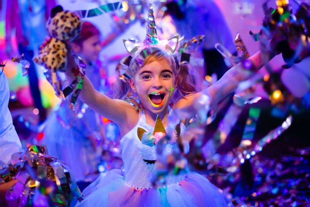 Happy,Girl,With,Neon,Make up,In,The,Unicorn,Headband,Having - School Disco DJ Hire - Dj4You